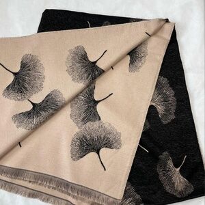 Scarf, Large Beige / Black Wool Shawl, Soft Wrap, Warm Pashmina, Women Gift